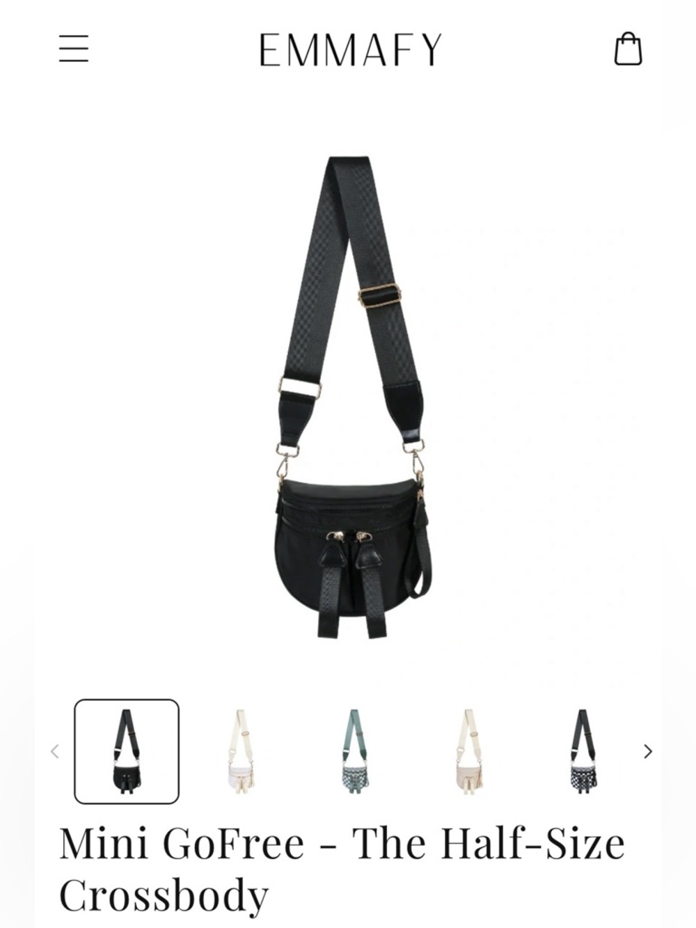 Viral Emmafy Mini GoFree Half-Size Crossbody Bag in Black
